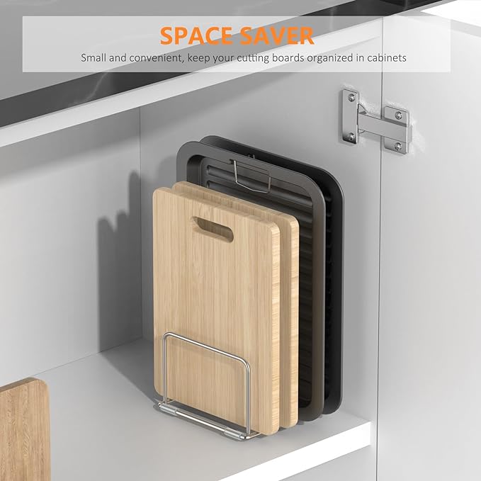 Cutting Board Holder Stand, Chopping Board Storage Rack, Cutting Board Organizer - Image 6