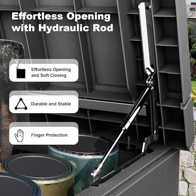 280 Gallon Outdoor Deck Box, Storage Lockable Waterproof Patio Furniture - Image 3