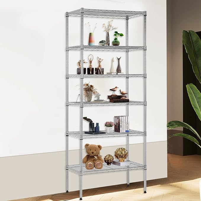 FDW 6 Tier Wire Shelving Units 23L x 13W x 59H Adjustable Metal Storage Rack - Image 2