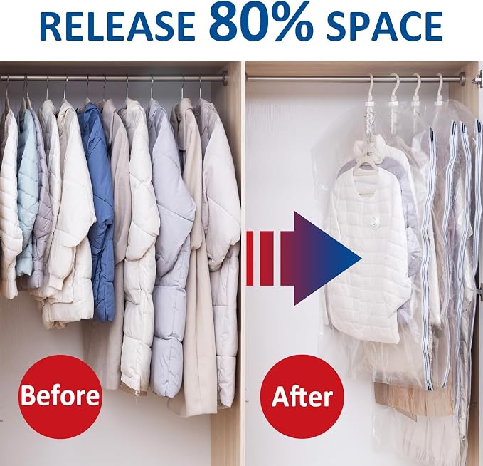 Hanging Vacuum Storage Bags, 6 Pack Hanging Storage Bags - Image 3