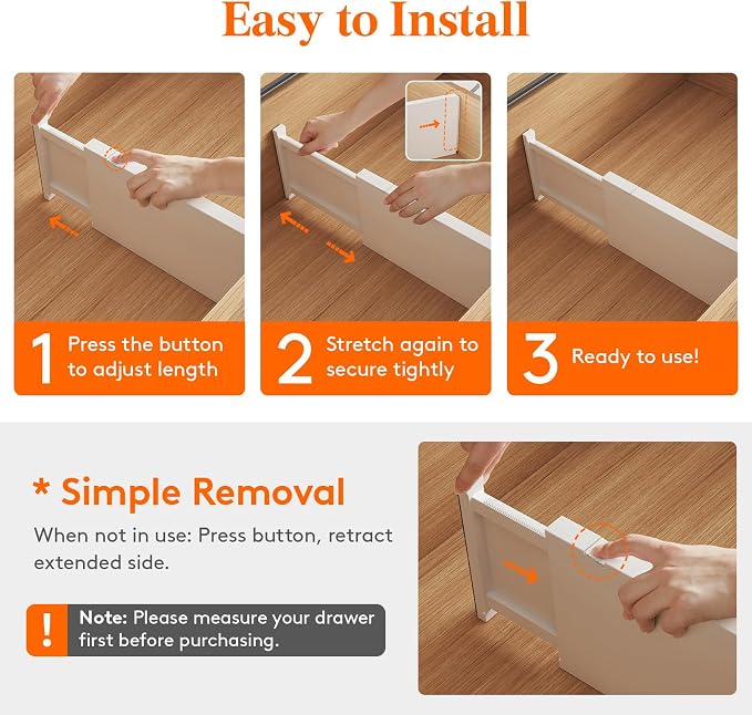 Lifewit 6" Tall Upgrade Drawer Dividers, Adjustable Deep Drawer Organizer | - Image 3