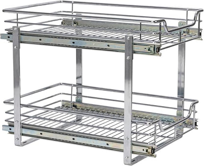 Household Essentials Chrome-Plated Steel Dual-Tier Slide-Out Organizer - Image 10