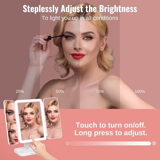 EASEHOLD Vanity Mirror with Lights, 2X 3X Magnification, Rechargable, Touch - Image 4