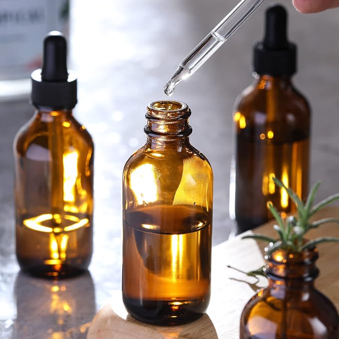 4 Pack, 1 oz Thick Dark Amber Glass Dropper Bottles - 30ml Tincture Bottles - Image 8