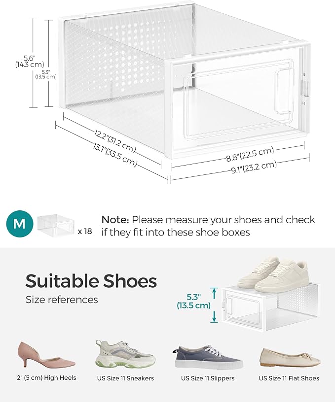 SONGMICS Shoe Boxes, Stackable Clear Plastic Boxes - Image 6