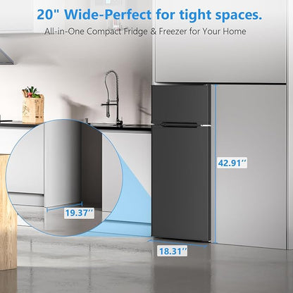 4.5 Cu.Ft Mini Fridge with Freezer, 2-Door Compact Refrigerator With 2 - Image 4