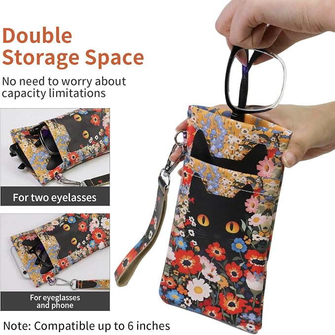 Double Eyeglass Case Soft Dual Glasses Case - Image 2