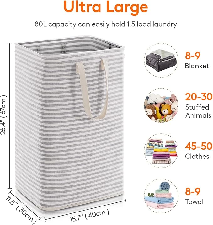 Lifewit 1 Pack Laundry Basket 80L Each, Collapsible Clothes Hamper - Image 3
