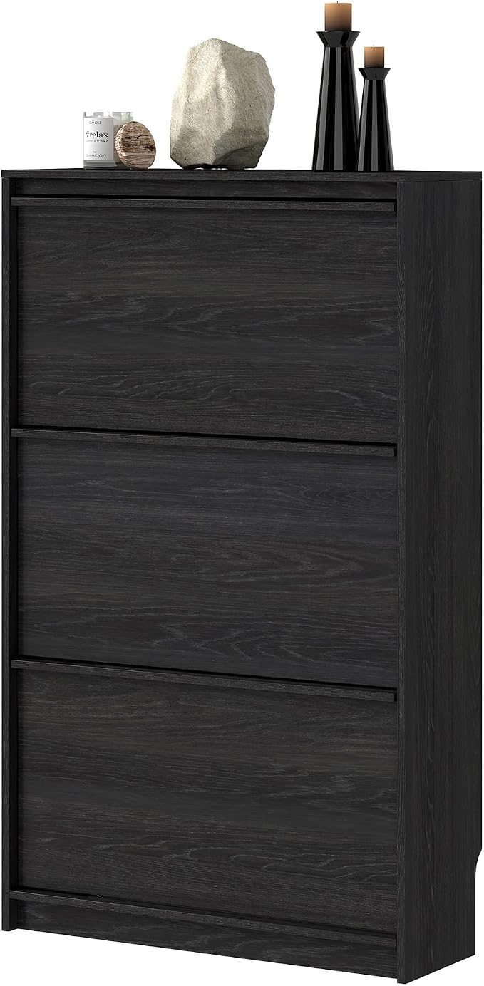 Shoe Cabinet with 3 Flip Drawers, 23.62" W Narrow Shoe Storage Cabinet - Image 9