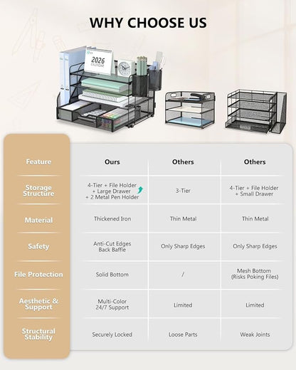 WALI Desk File Organizer, 4 Tier Desktop Paper Letter Tray Organizer - Image 7