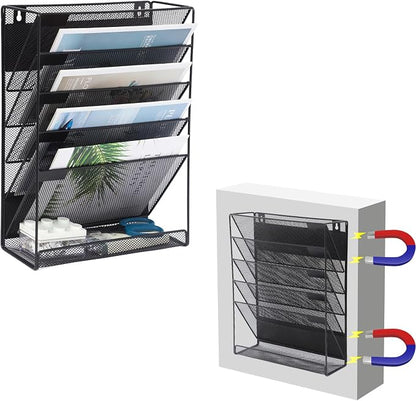 EASEPRES Magnetic File Organizer Mesh 6-Tier, Hanging Wall Mount File Organizer by EASEPRES