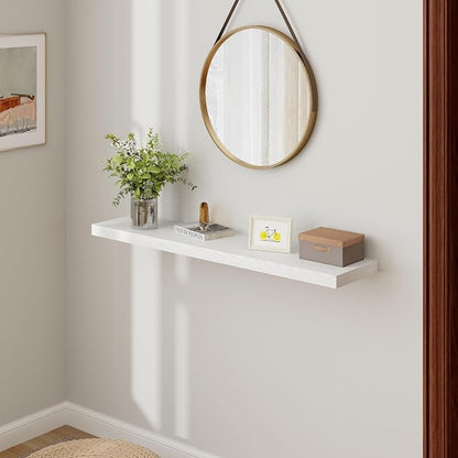 Fun Memories White Floating Shelves 48 Inch Long, Wood Wall Shelves 48x9.3x1.5 - Image 2