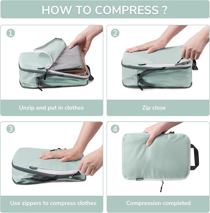 CherryNow Compression Packing Cubes, 7 Set Packing Cubes - Image 3