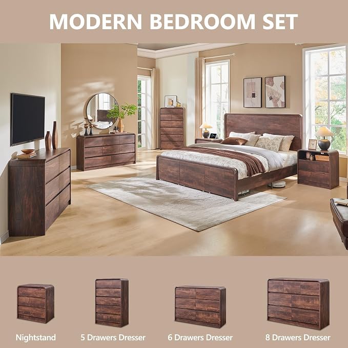 25" Tall Modern Nightstand Set of 2, 23.6" Wide Wood Bedside Table - Image 7