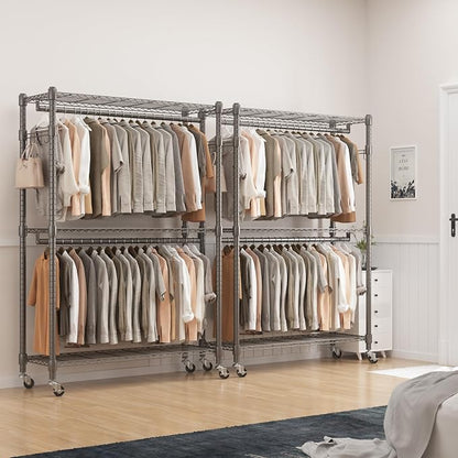 BATHWA Heavy Duty Garment Rack on Wheels, Rolling Clothes Racks - Image 6