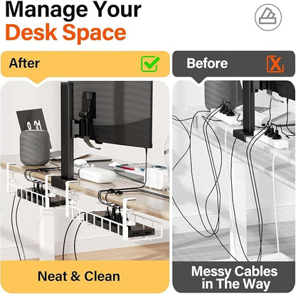 3 Pack Cable Management Under Desk Tray, 47.1" No Drill Under Desk Wire - Image 3