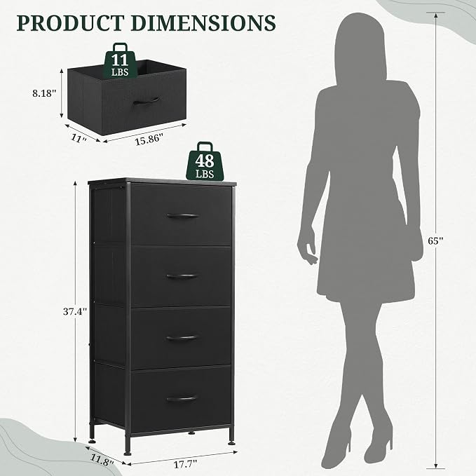 4 Drawers Dresser for Bedroom Fabric Storage Tower - Image 3