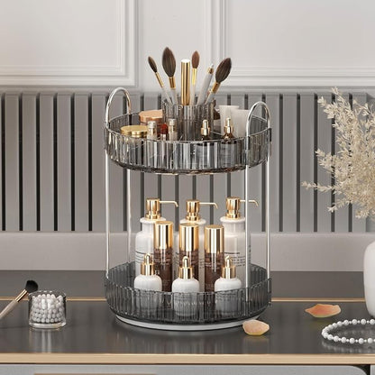 360° Rotating Makeup Organizer, Upgraded 2 Tier Skincare Perfume Organizers - Image 6