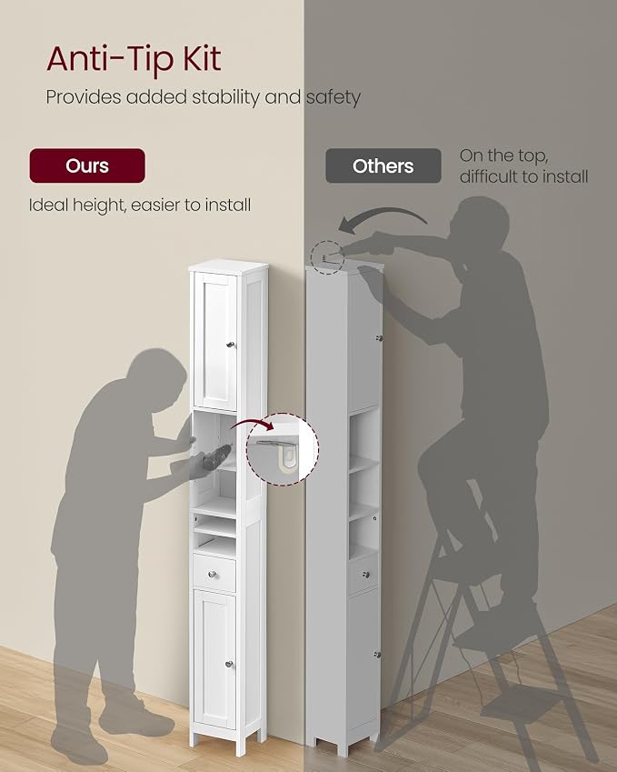 VASAGLE Tall Storage Cabinet, Slim Freestanding Floor Cabinet - Image 7