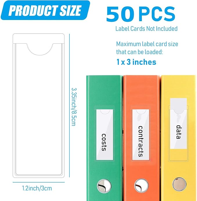 Chinco 50 Pack 1" x 3" Clear Adhesive Pockets, Index Card Pockets - Image 3