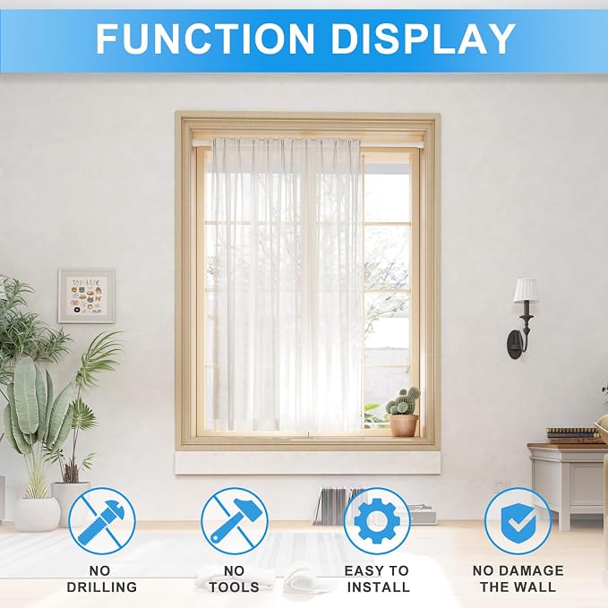 4 Pack Spring Loaded Tension Rod 16-26" Adjustable Curtain Rods No Drill - Image 6