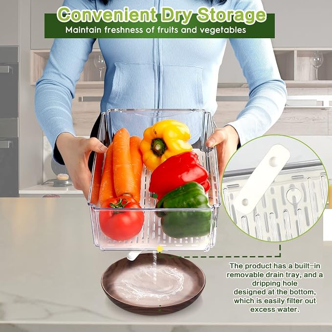 14 Pack Fridge Organizer, Stackable Refrigerator Organizer Bins - Image 5