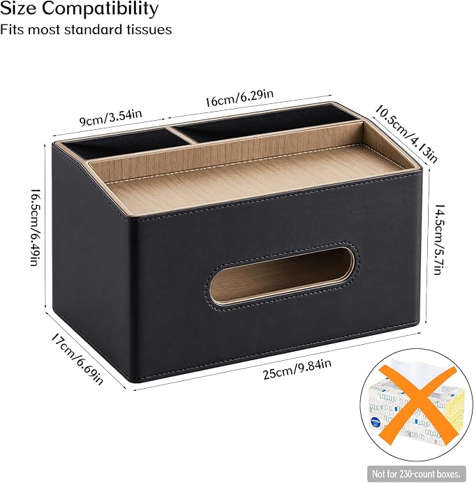 Rectangular Tissue Box Cover, PU Leather Facial Tissue Holder - Image 3