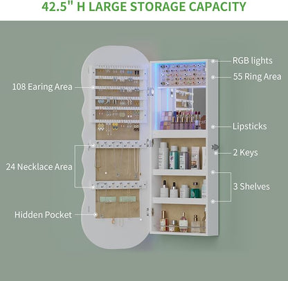 HNEBC LED Mirror Jewelry Cabinet - Image 7