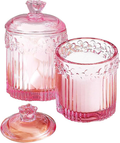 Pink Qtip Cotton Ball Hair Ties Candy Holder Makeup Storage Bathroom - Image 3