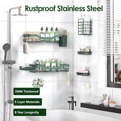 NESOMI Shower Caddy Adhesive Shower Organizer 7-Pack, Rustproof Stainless Steel - Image 5