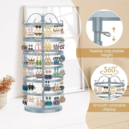 MODOWEY Rotating Earring Holder Organizer Stand, 6 Tier Large Capacity Jewelry - Image 3