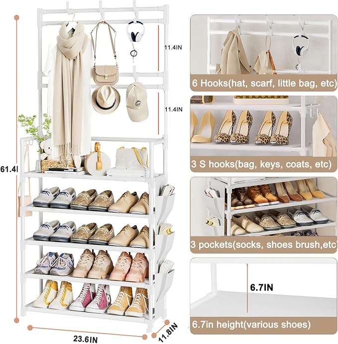 Shoe Rack 5 Tier Shoe Organizer Storage 15-20 Pairs - Image 3