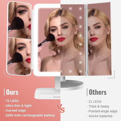 EASEHOLD Vanity Mirror with Lights, 2X 3X Magnification, Rechargable, Touch - Image 2
