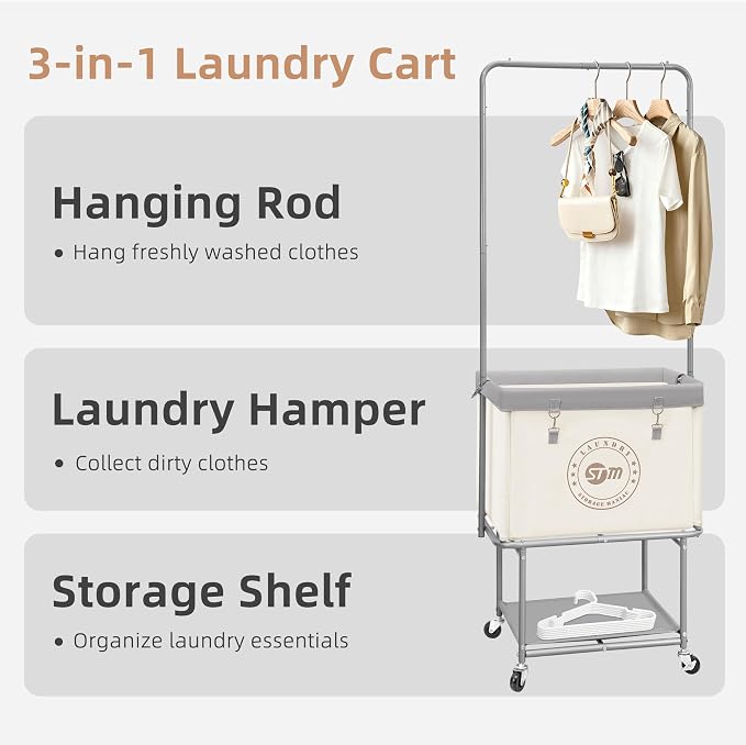 STORAGE MANIAC Rolling Laundry Cart - Image 2
