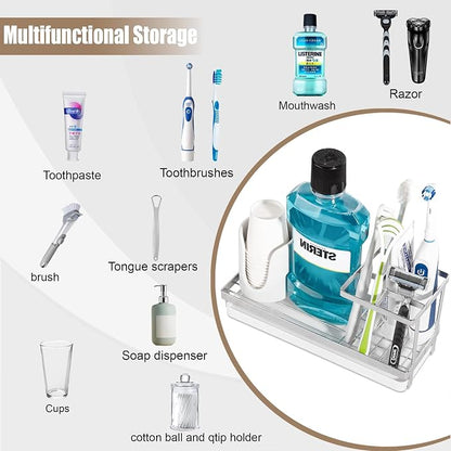 Toothbrush Holders Toothpaste Organizer Bathroom Accessories, 4 Slots, - Image 5