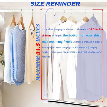 Closet Hanging Rod, Adjustable Width and Height Chrome | Space-Saving Clothes - Image 4