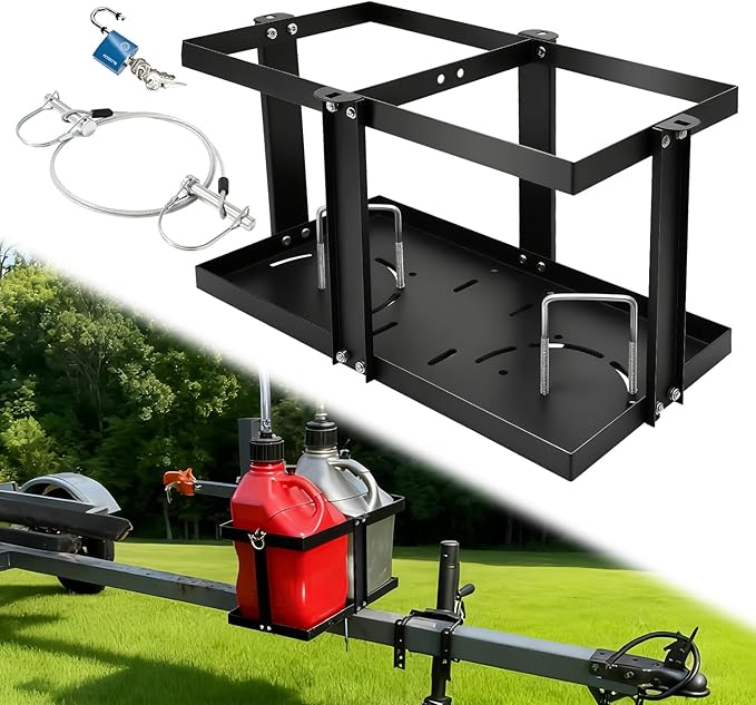 Gas Can Holder for Trailer, Fuel Jug Holder 4 Fixed Columns & Locking Strap | by Unknown