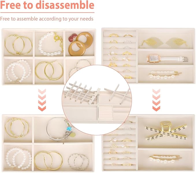 Cirhy Velvet Jewelry Drawer Organizer Trays – Stackable Jewelry Trays - Image 5