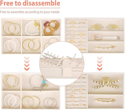 Cirhy Velvet Jewelry Drawer Organizer Trays – Stackable Jewelry Trays - Image 5