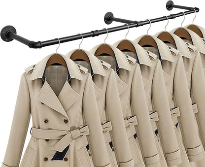 Industrial Iron Pipe Clothes Hanging Bar DIY Wall-Mounted Garment Rack Heavy by Jeasor