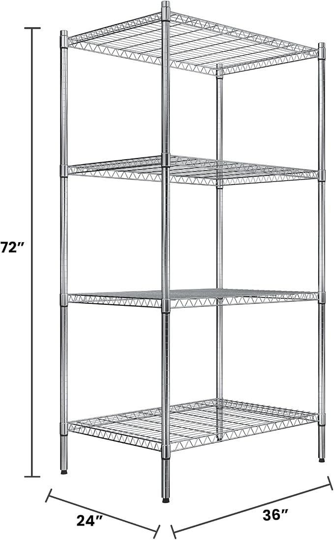 Quantum Storage Systems RWR72-2436LD Adjustable Wire Chrome 4 Shelves 72" H x - Image 2