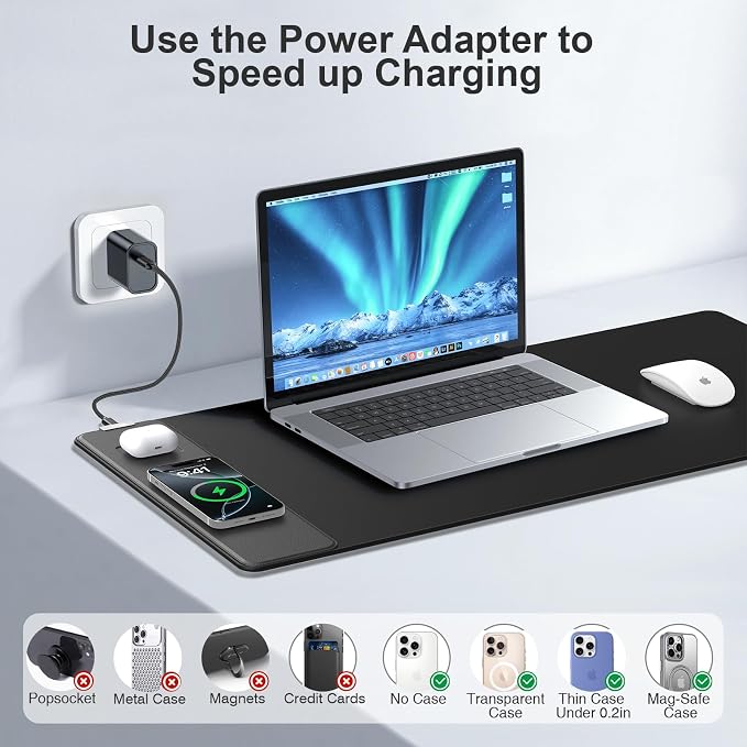 Magnetic Wireless Charging Mouse Pad, 31.5"x15.8" Large Gaming Desk Mat - Image 7