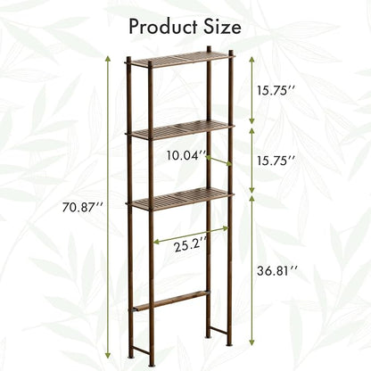 AmazerBath Bamboo Over The Toilet Storage Shelf, 3-Tier Over Toilet Bathroom - Image 2