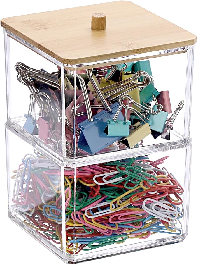 BTSKY Clear Stackable Paper Clip Holder by BTSKY