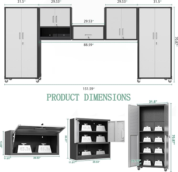 Metal Tool Cabinet, Garage Storage Cabinet System, Wall Cabinet & Locking - Image 2