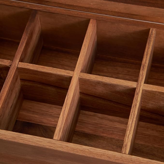 SARUFO Acacia Wood Tea Bag Organizers, Tea Packet Storage Boxes, 8-Compartment - Image 5