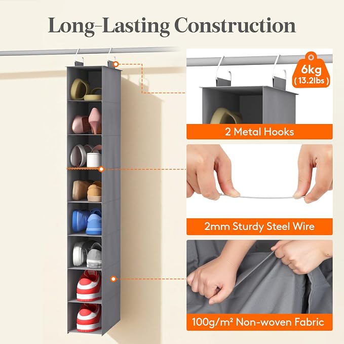 Lifewit 8 Section Hanging Shoe Storage Organizer - Image 3