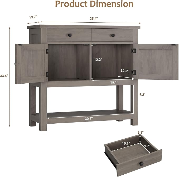 HOSTACK Farmhouse Console Table - Image 2