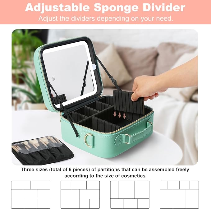 Mocado Travel Makeup Bag with LED Lighted Mirror, Travel Makeup Organizer - Image 3