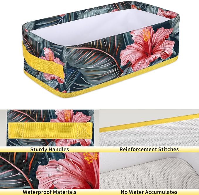 Beautiful Tropical Flowers Bathroom Storage Basket, Foldable - Image 4